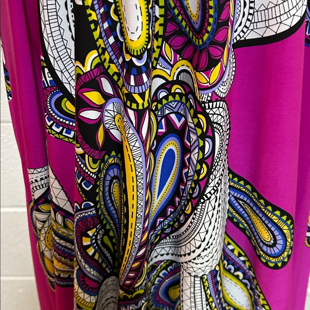 Ronni Nicole Magenta Paisley Halter Maxi Dress XL - Picture 4 of 8
